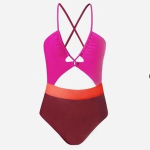 Women's Colorblock Cutout Criss Cross One-piece Swimsuit - Cupshe